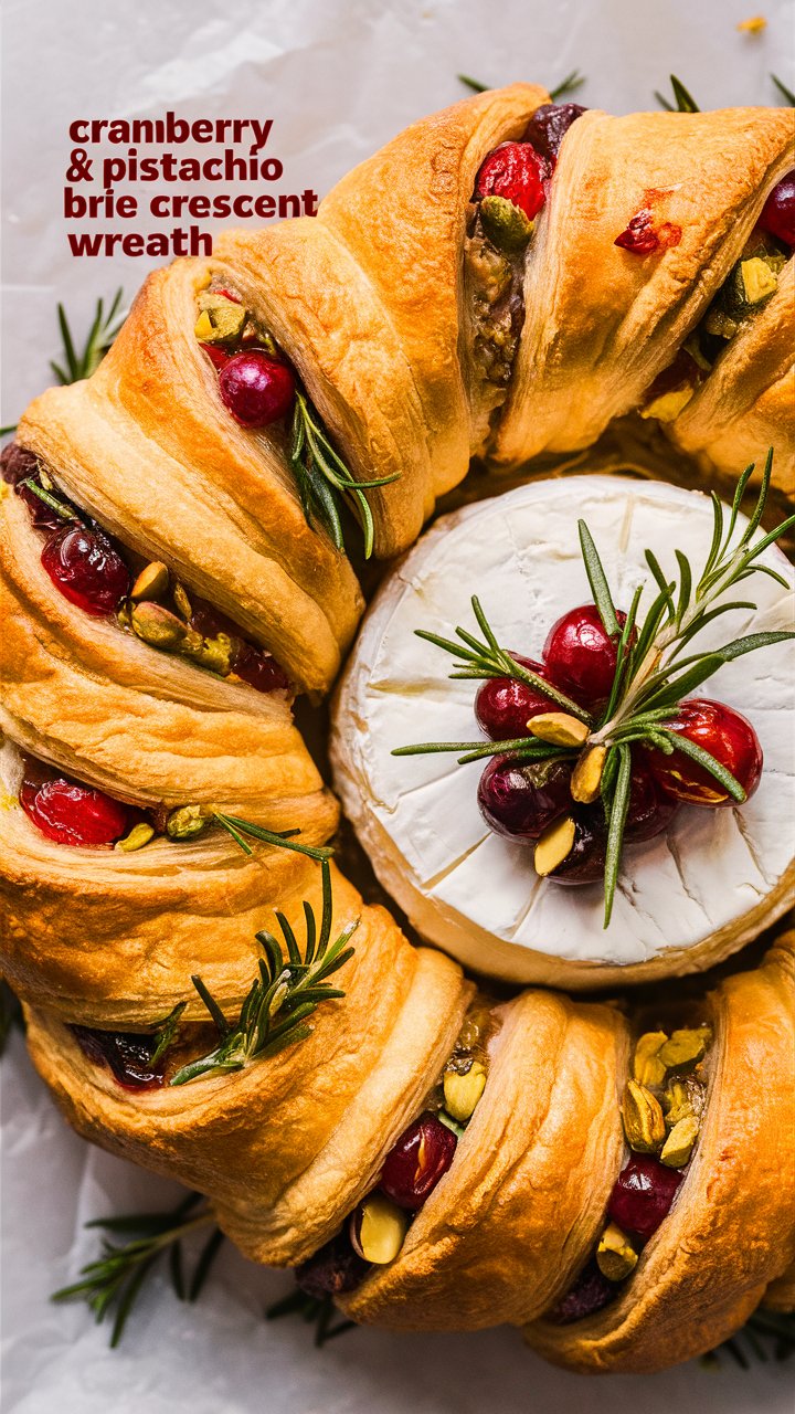 Cranberry & Pistachio Brie Crescent Wreath