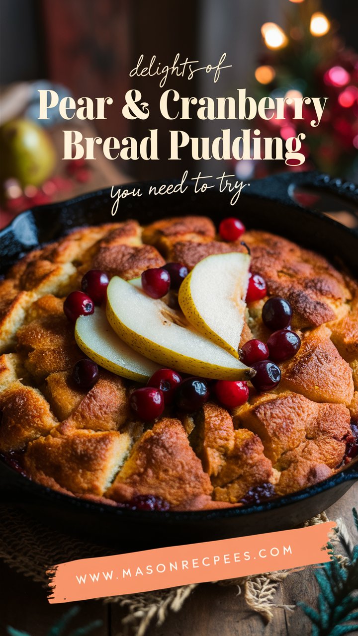 Delightful Spiced Pear & Cranberry Bread Pudding Recipe