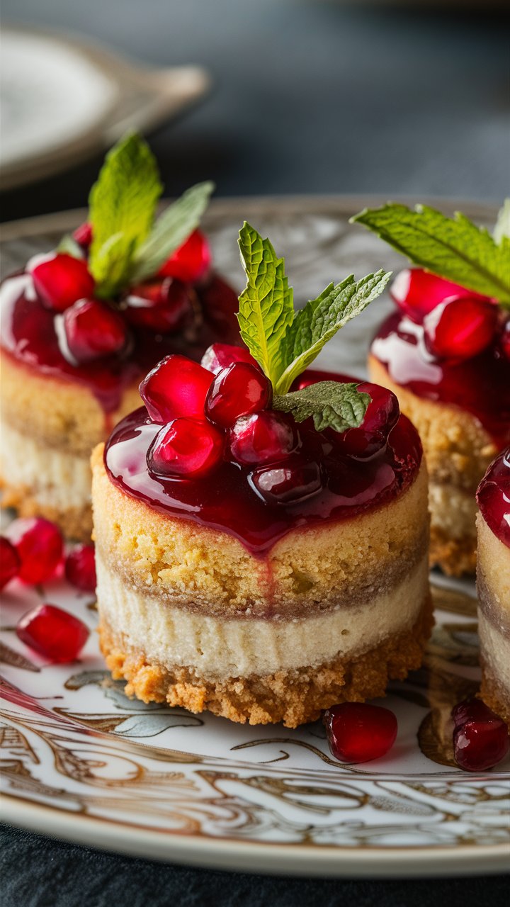 Pomegranate and Mint Cheesecake Towers
