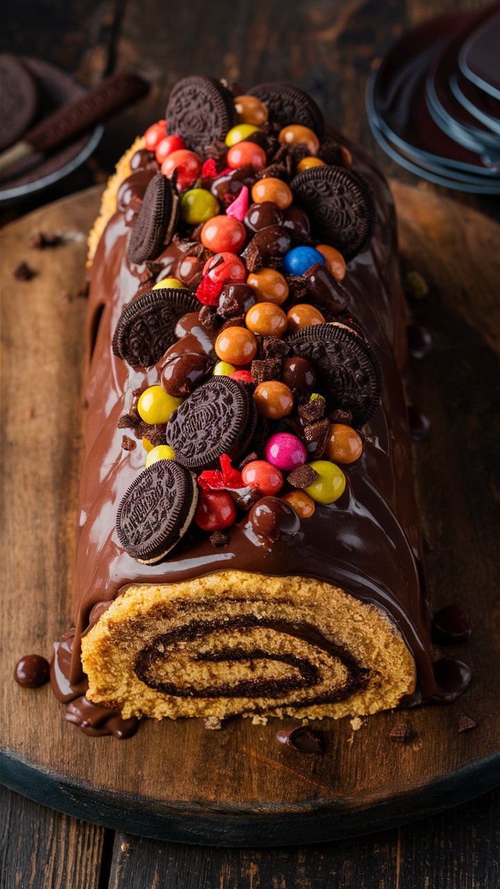 Irresistible M&Ms Ferrero Oreo Roll Cake Recipe
