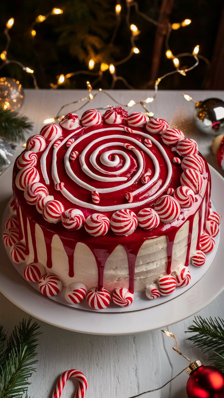 Candy Cane Dream Roll Cake